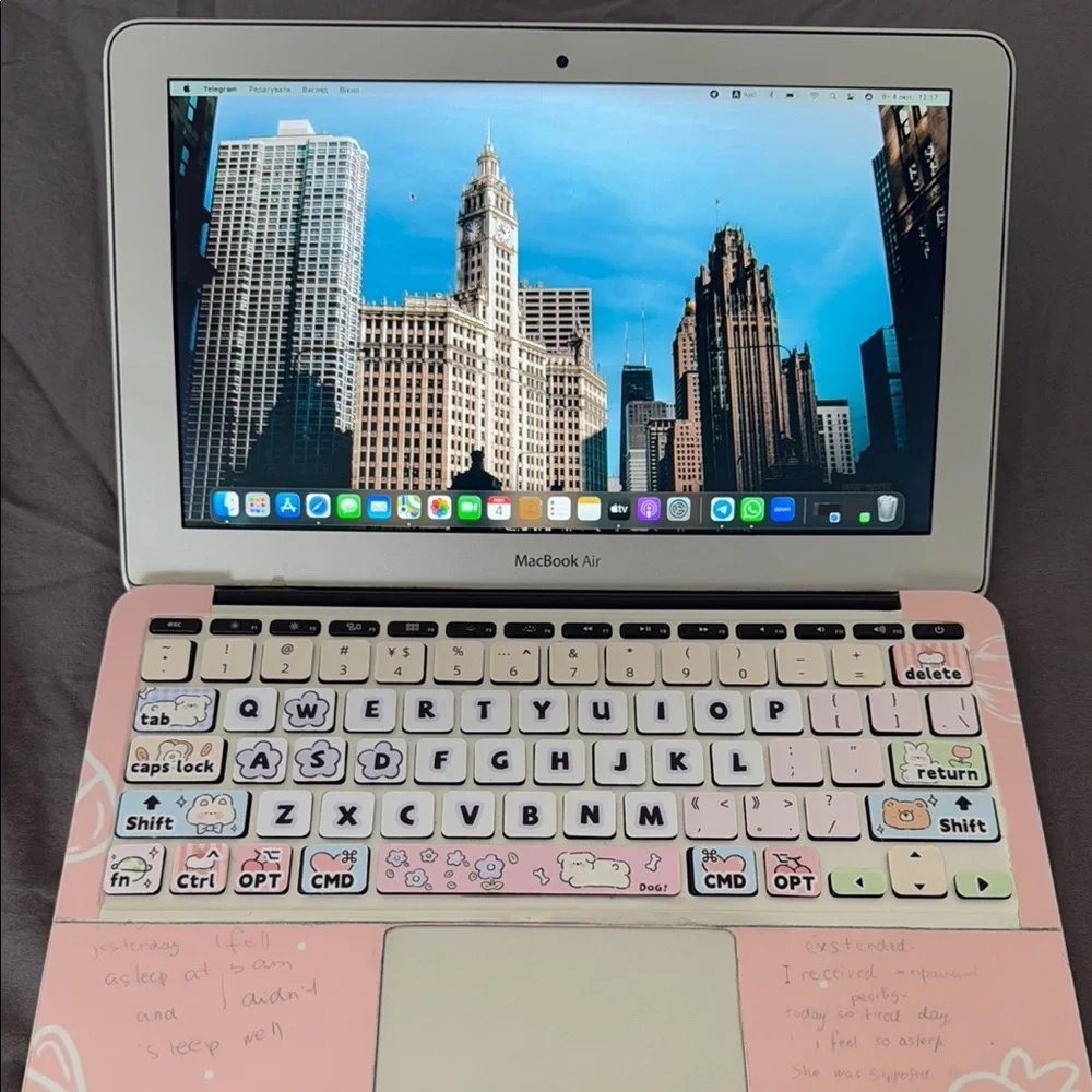 MacBook Air with Pink Keyboard Cover